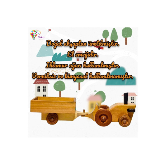 Natural Wood 2 Piece Tractor Trailer Set