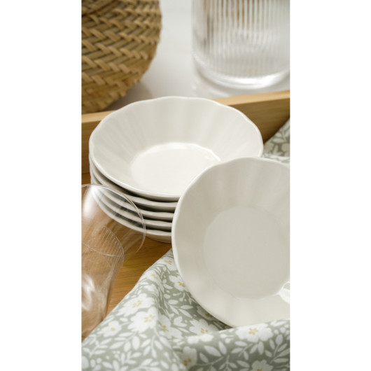 Porcelain Tea Plate 6 Pieces 13Cm Off White