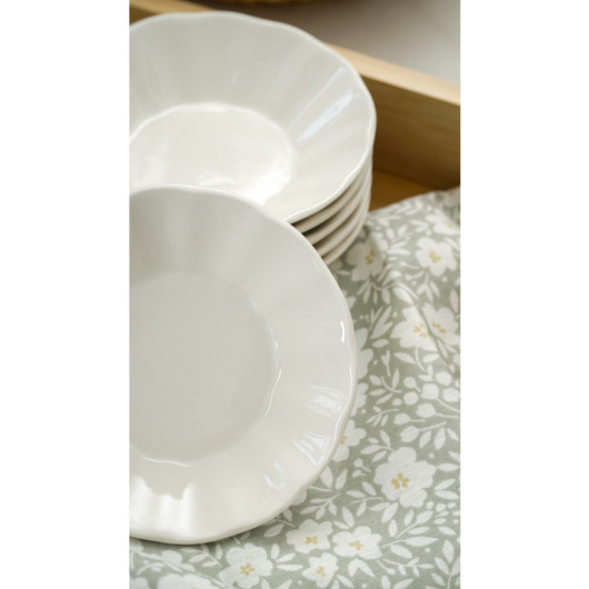 Porcelain Tea Plate 6 Pieces 13Cm Off White