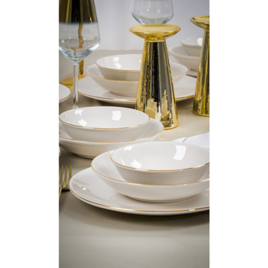 18 Piece Golden Serving Plates Set From Heda Porselen