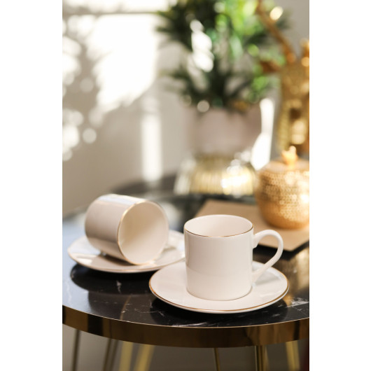 Gold Gilded 4 Piece Porcelain Coffee Set For 2 People