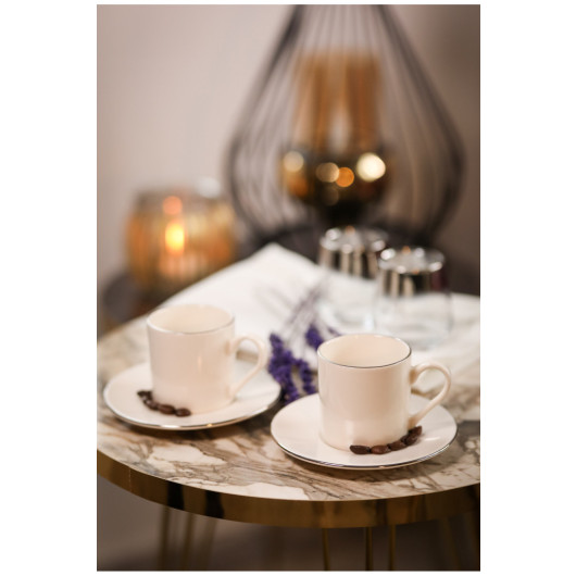 Hayal Platin Gilded 4 Piece Porcelain Coffee Set For 2 People