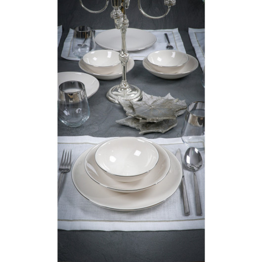 Platinum Gilded Porcelain 18 Piece Dinner Set For 6 People