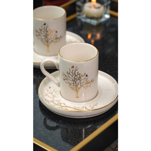 Turkish Coffee Cups Set Porcelain 100Ml For Two
