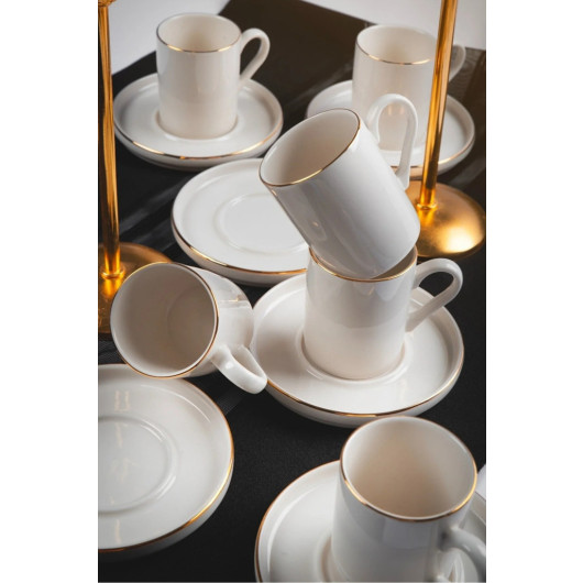 Heda Porselen Porcelain Coffee Cups Gold Set Of 12