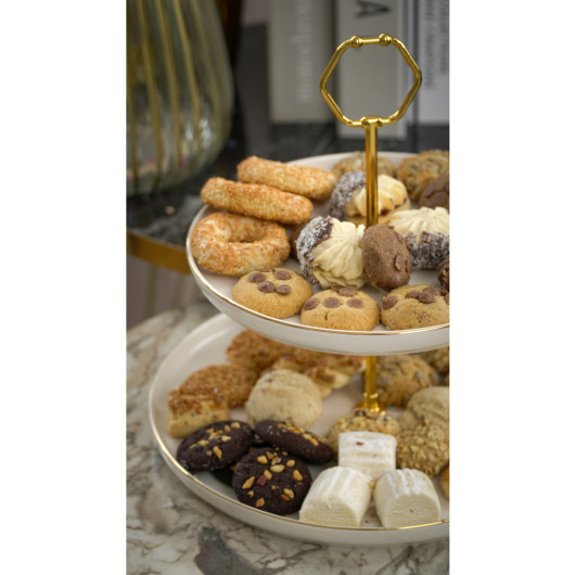 Gold Gilded Porcelain Cookie Bowl Off White