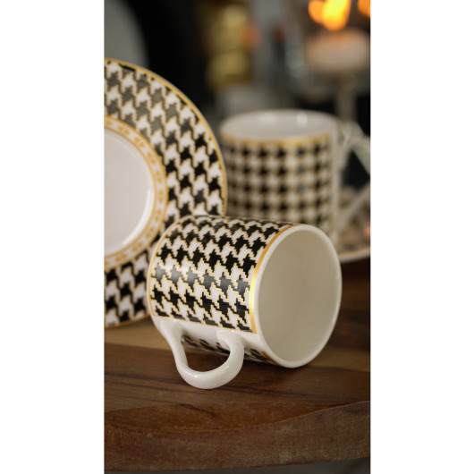 Set Of 2 Porcelain Coffee Cups Black 100 Ml