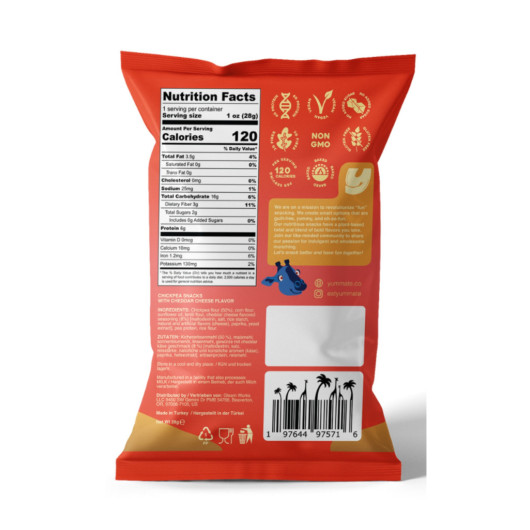 Vegan Gluten Free Cheddar Cheese Flavored Baked Chickpea Chips 6 X 28 Gr