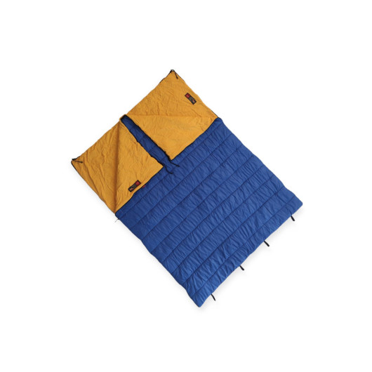 Double Blue Sleeping Bag For Trips With Pillows