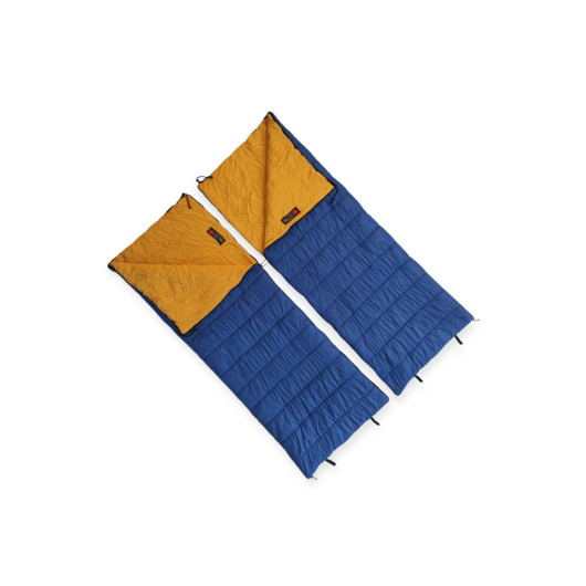 Double Blue Sleeping Bag For Trips With Pillows