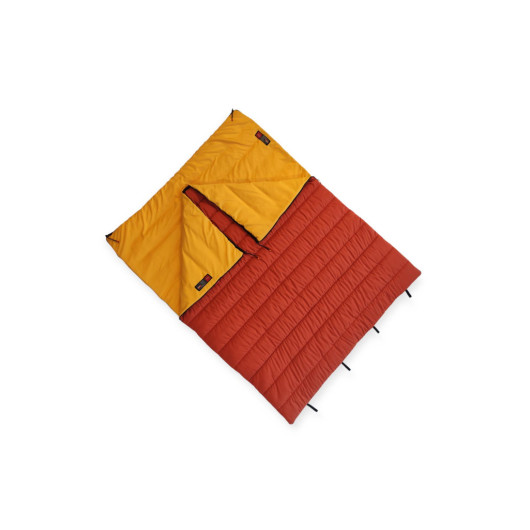 Orange Compact Double Travel Sleeping Bag With Pillows