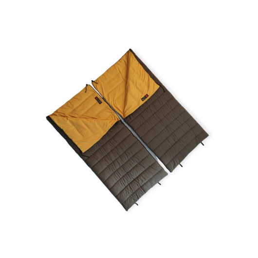 Brown Compact Double Trekking Sleeping Bag With Pillows