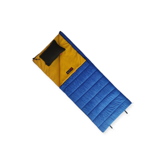 Long Blue Sleeping Bag With Built-In Pillow