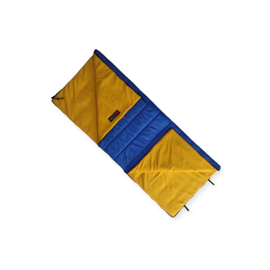 Long Blue Sleeping Bag With Built-In Pillow