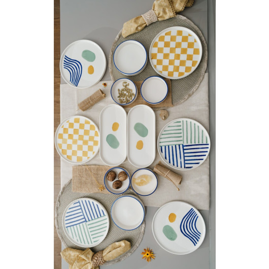 Hand Made 14 Piece Modern Breakfast Set For 6 People
