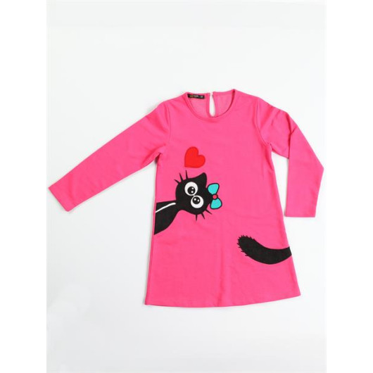 Black Cat Fuchsia Girl Dress