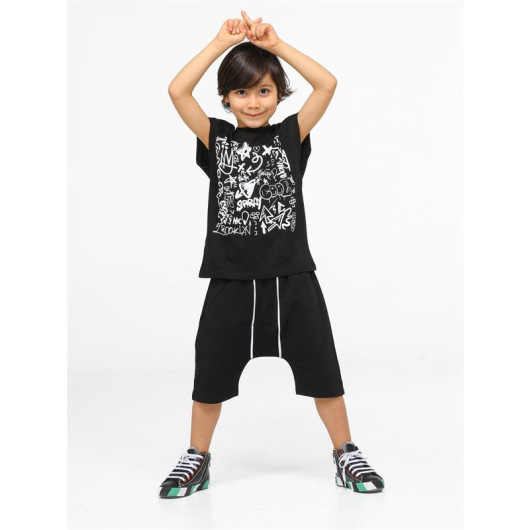 Black Graf Harem Boy Shorts Set