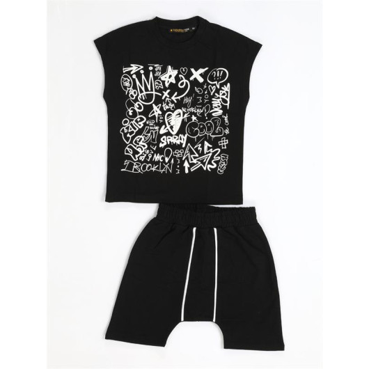 Black Graf Harem Boy Shorts Set