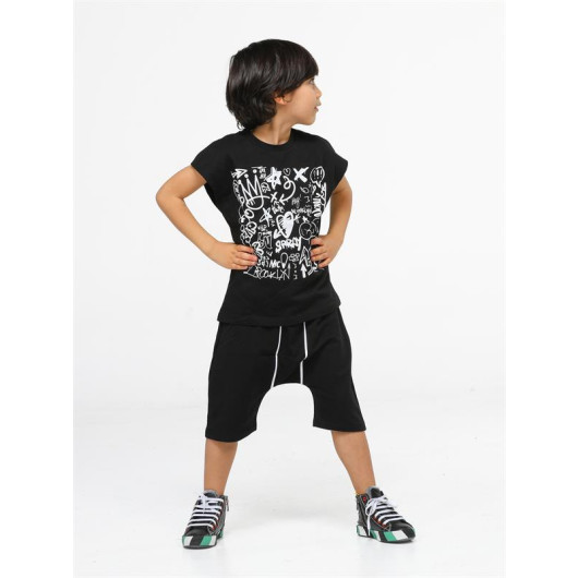 Black Graf Harem Boy Shorts Set