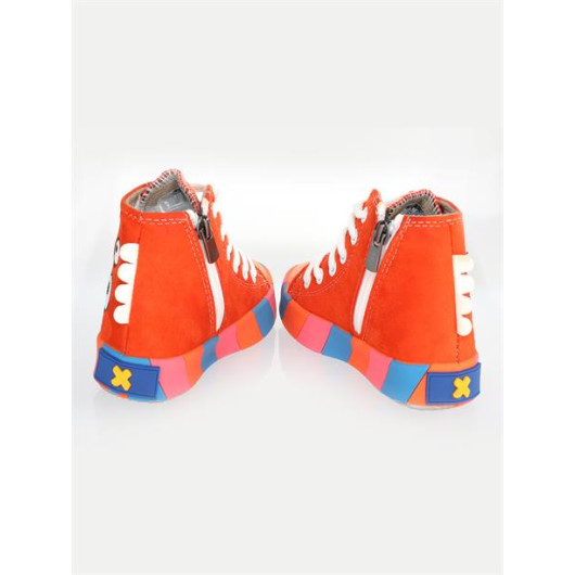 Monster Orange Suede Boys Sneakers