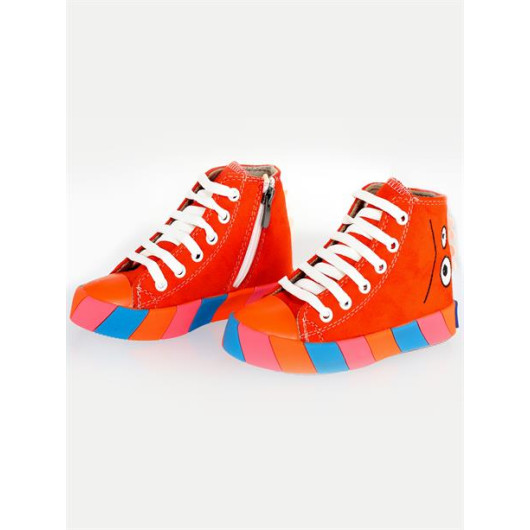 Monster Orange Suede Boys Sneakers