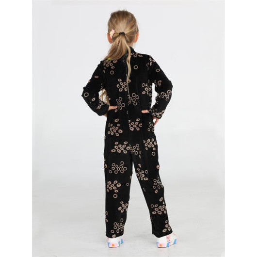 Casa Printed Laci Velvet Children Jumpsuit