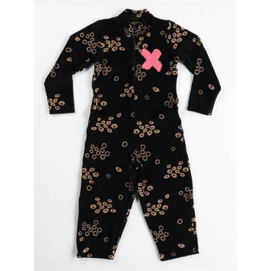 Casa Printed Laci Velvet Children Jumpsuit