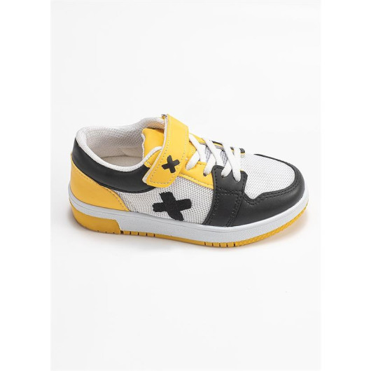 Casa Yellow Black Unisex Kids Sneakers