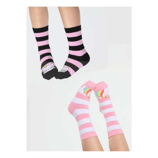 Cat Unicorn 2 Pack Girls Socks