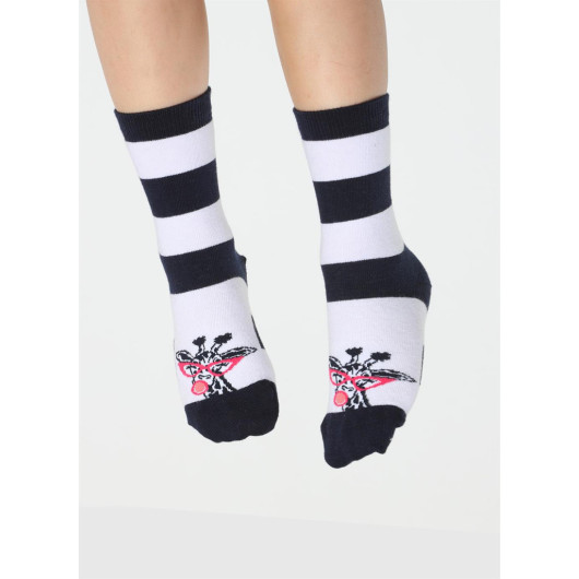 Striped Giraffe Girls Socks