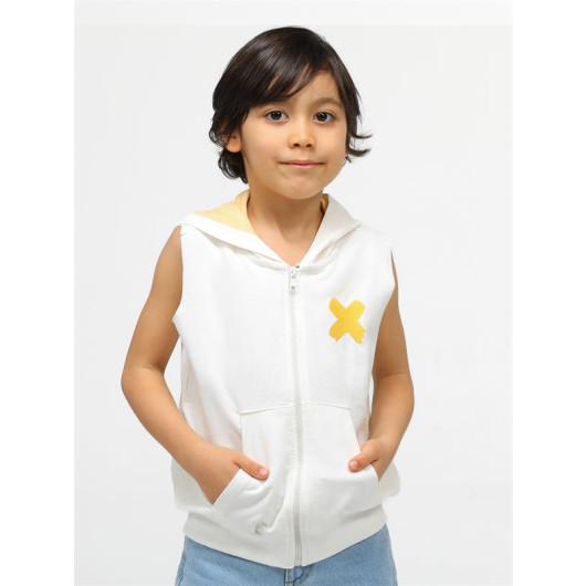 Cs Beige Zippered Children Vest