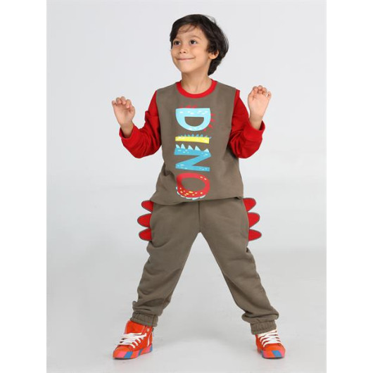 Dino Colored Boy Tracksuit Set