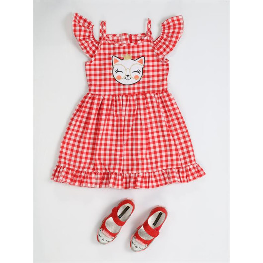 Plaid Sleeves Ruffled Girl Dress