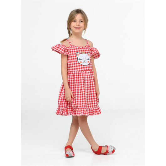 Plaid Sleeves Ruffled Girl Dress