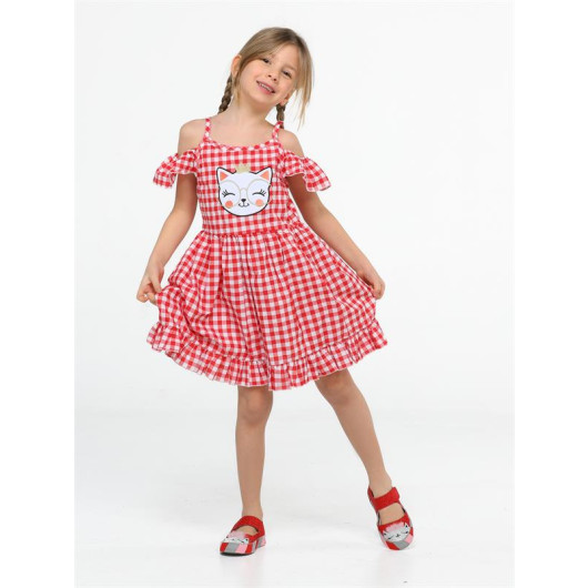 Plaid Sleeves Ruffled Girl Dress