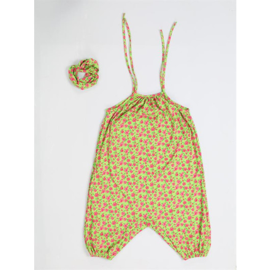 Pistachio Green Girls Jumpsuit Headband