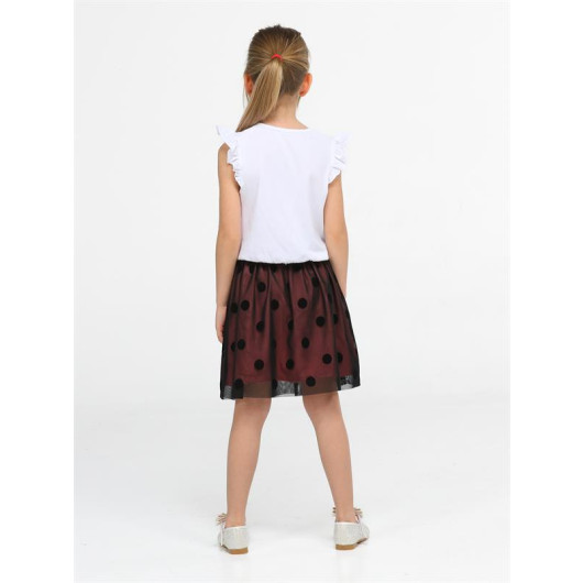 Flock Printed Tulle Girls Skirt Set