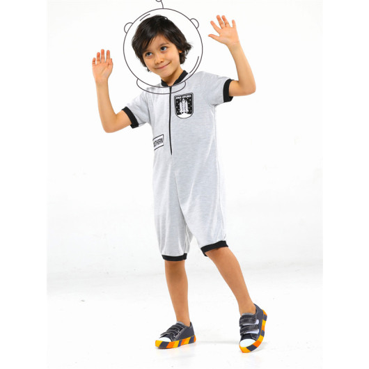 Gray Double Face Boy Jumpsuit