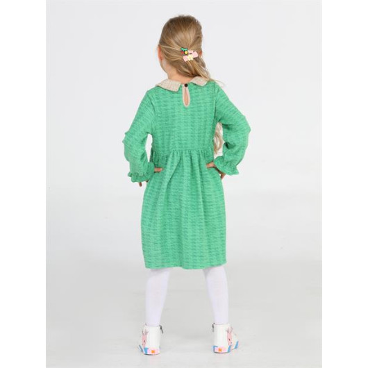 Snowflake Green Baby Collar Girl Dress