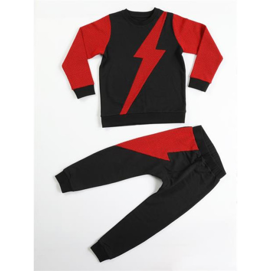 Red Lightning Boy Tracksuit Set