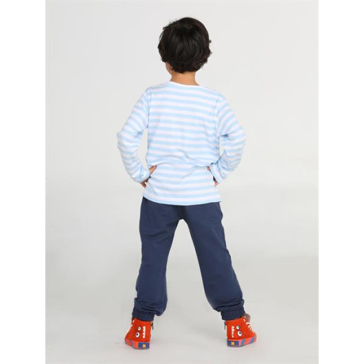 Blue Striped Boy Trousers Set