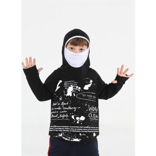 Ninja Casa Printed Black Unisex Sweatshirt