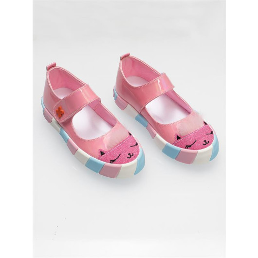 Pink Patent Leather Glitter 3D Girl Ballerina Sneakers