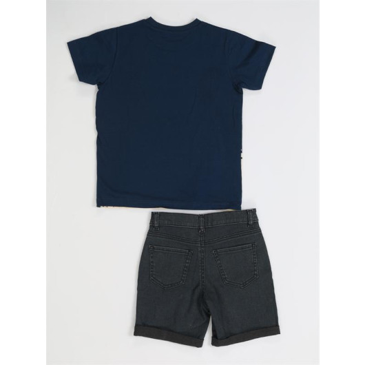 Rocket Denim Shorts Tshirt Set