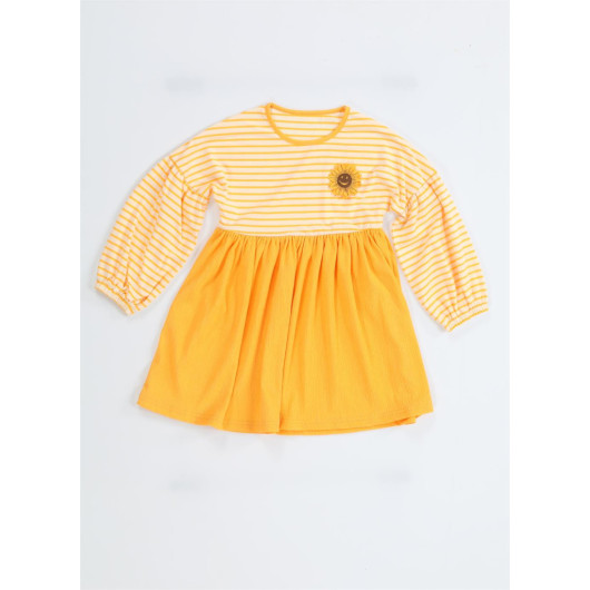 Sunflower Yellow Striped Girls Dress