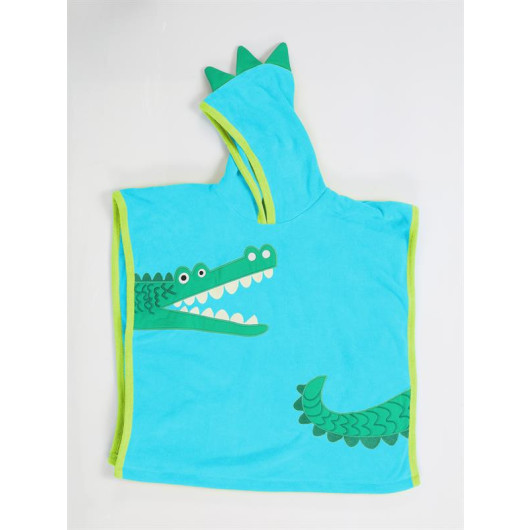 Crocodile Blue Poncho Boy Beach Towel