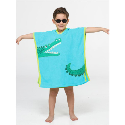 Crocodile Blue Poncho Boy Beach Towel