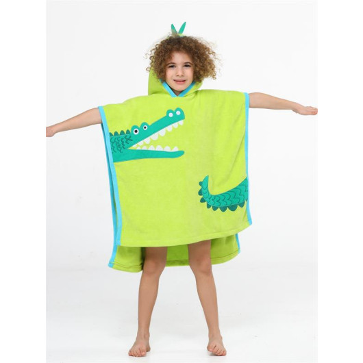 Crocodile Green Poncho Boy Beach Towel