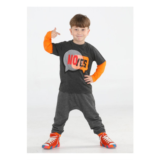 Yes No Anthracite Baggy Trousers Tshirt Set