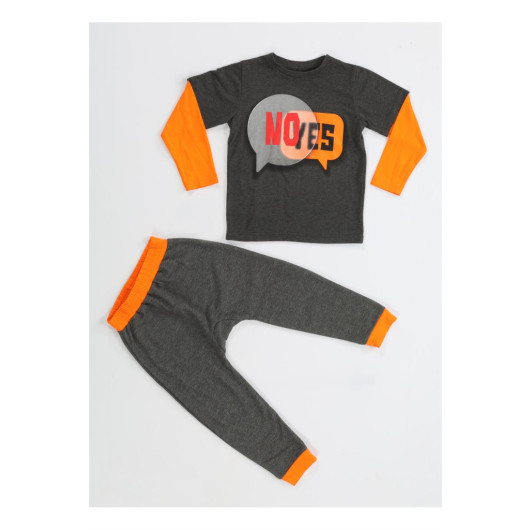 Yes No Anthracite Baggy Trousers Tshirt Set